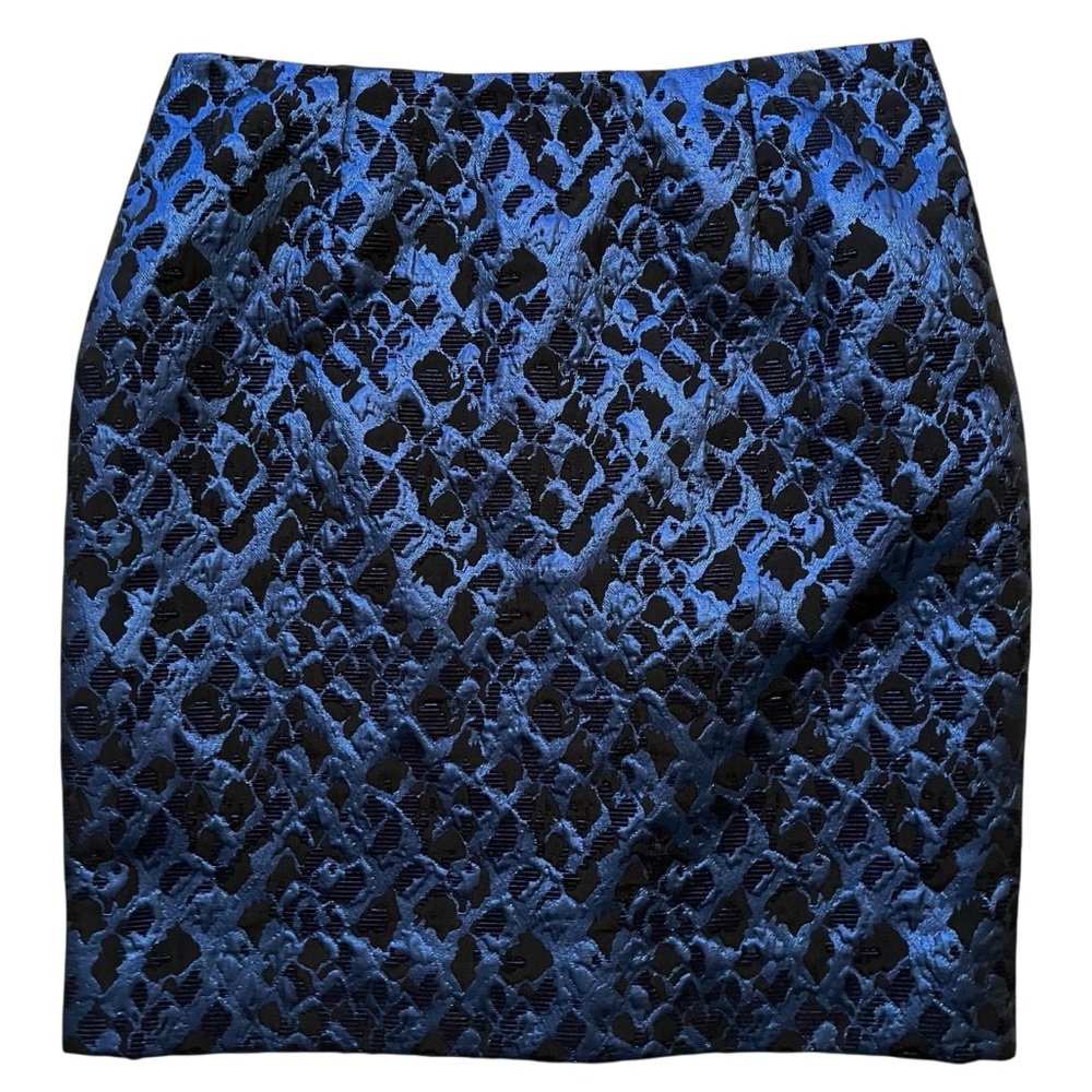 Carlisle Blue and Black Brocade Pencil Skirt 10